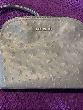 Steve Madden Metallic Silver Star-Embossed Crossbody